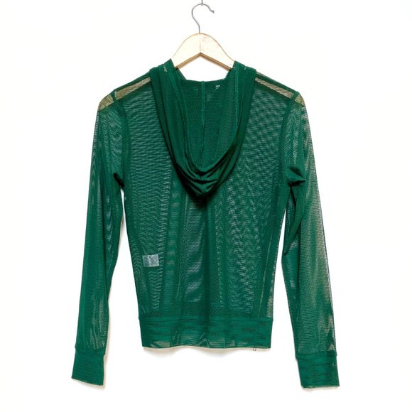 ♦️SOLD♦️FOREVER 21 Green Open-Mesh Hoodie Top NWOT - Picture 4 of 8